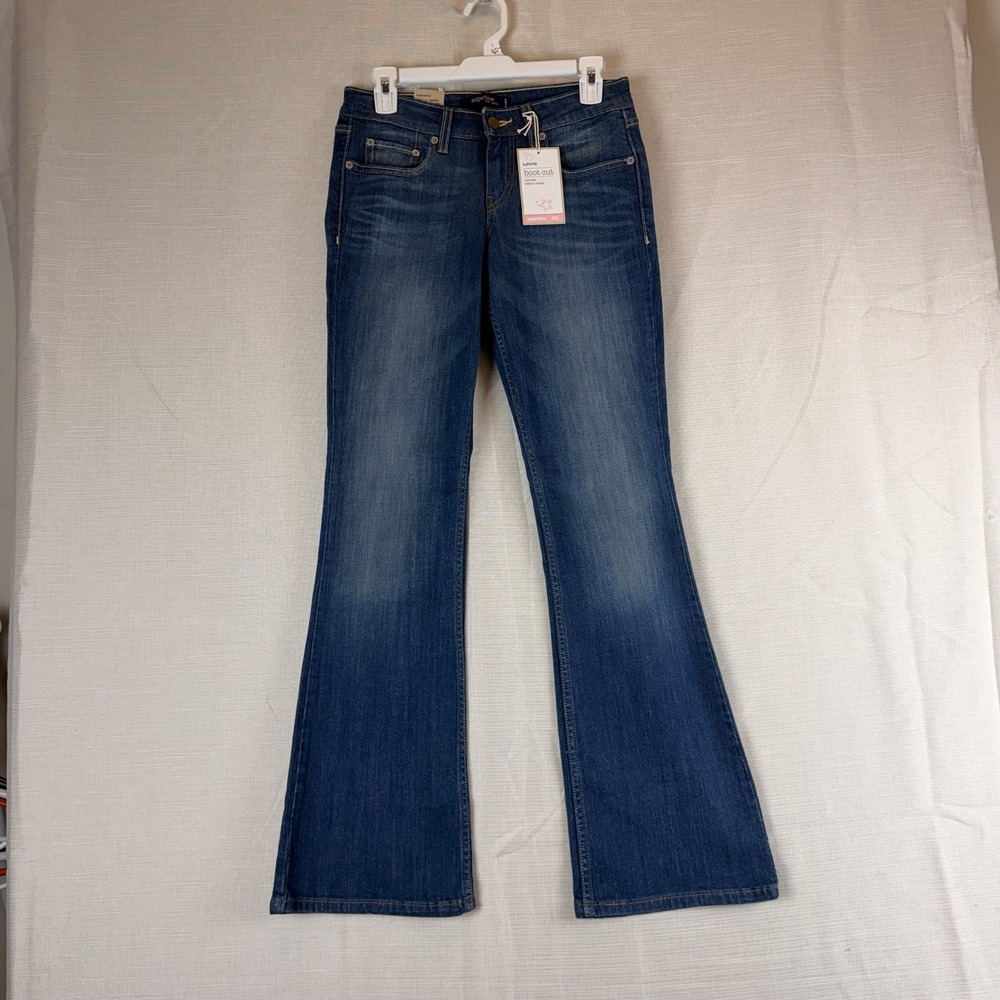 Levi's 518 Superlow Bootcut Jeans Juniors 3 Medium Wash Blue Low Rise Stretch